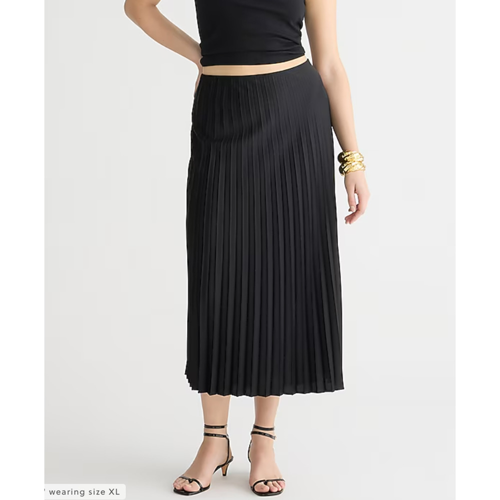 NEW J Crew Women's Skirt 3X Plus Gwyneth Pleated Slip Skirt Satin Midi Pull On